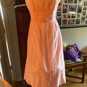 Vintage Lilly Pulitzer Peach Polka Dot Midi Dress